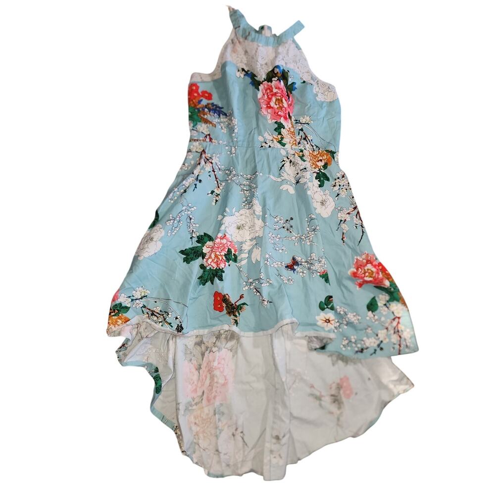 Dress Tells Vintage Style Floral Halter Swing Retro rockabilly Hi Low Dress XL